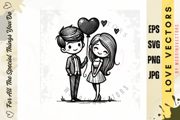 Capturing Romance: The Wedding Couple and Love Vectors - C2678 Collection