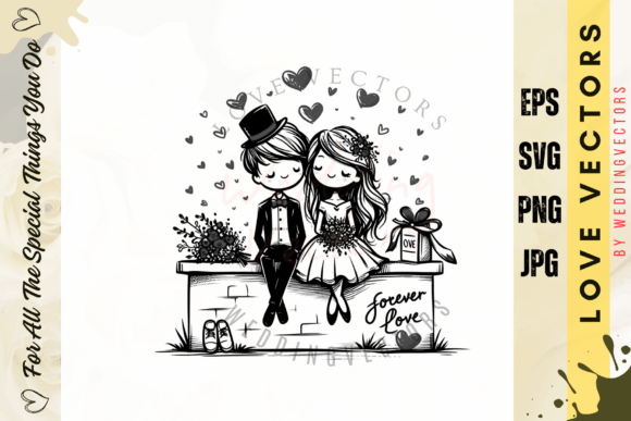 Celebrate Love with Wedding Couple and Love Vectors - C263