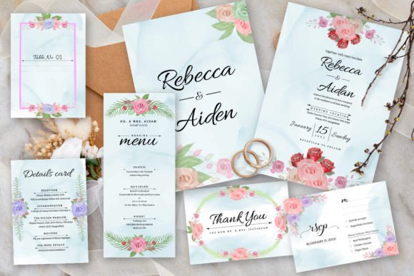 Elegant Floral Wedding Invitation Cards: A Watercolor Masterpiece