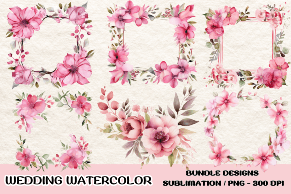 Elegant Florals for Your Projects: Pink Flowers Wedding Sublimation PNG