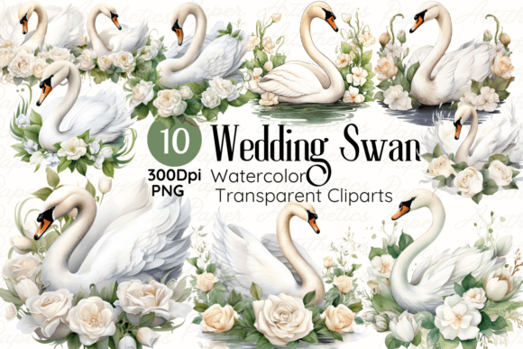 Elegant Swan Clipart for Wedding and Creative Projects