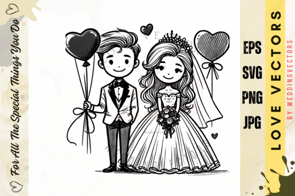 Elevate Your Brand with Wedding Couple and Love Vectors - C3116