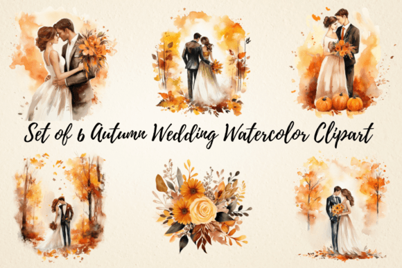 Embracing the Romance of Autumn Wedding Watercolor Clipart