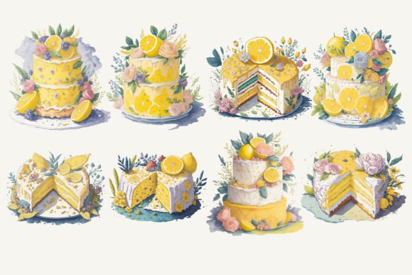 Sweeten Your Designs with Wedding Lemon Cake Cliparts