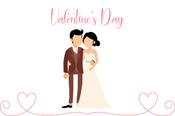 Timeless Romance: The Valentine Couple Wedding Illustration