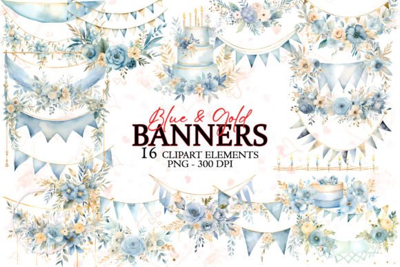 Wedding Banner Blue and Gold Watercolor: Elevating Your Design Projects