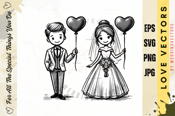 Wedding Couple and Love Vectors - C3102: Luxury Design Assets