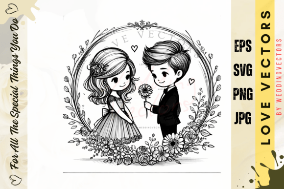 Wedding Couple and Love Vectors - C314: Crafting Visual Love Stories
