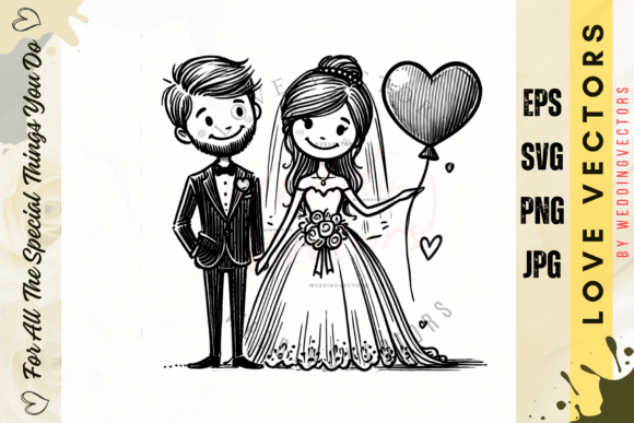 Wedding Couple and Love Vectors - C3195: A Modern Romance Collection