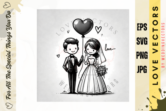 Wedding Couple and Love Vectors - C3197: A Dreamy Design Asset