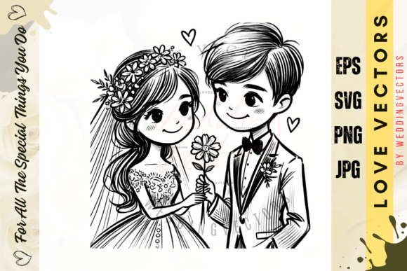 Wedding Couple and Love Vectors - C707