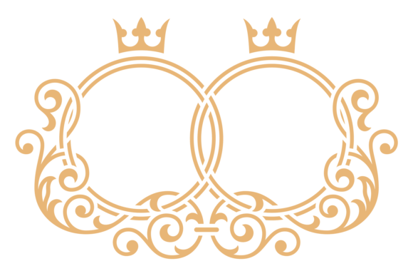 Wedding Monogram Template: The Couple Frame in Golden Ornament Style